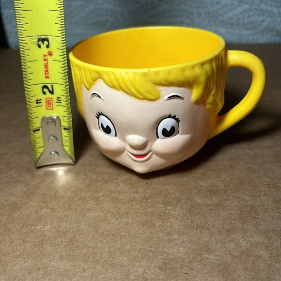 Vtg 1970's Dolly Dingle Campbell's Kid Plastic Soup Mug Cup Molded Plastic Face - Picture 2 of 5